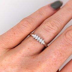 Diamond Band Ring w Earth Mined Diamonds in Solid 14K Gold Marquise 3.5x2mm