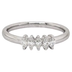 Diamond Band Ring w Earth Mined Diamonds in Solid 14K Gold Marquise 3.5x2mm