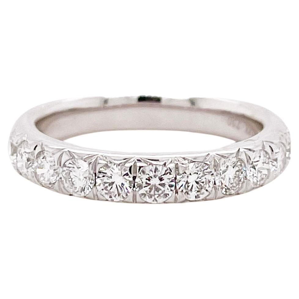 Diamond Band Ring, White Gold, Stunning .93 Carat Half Band