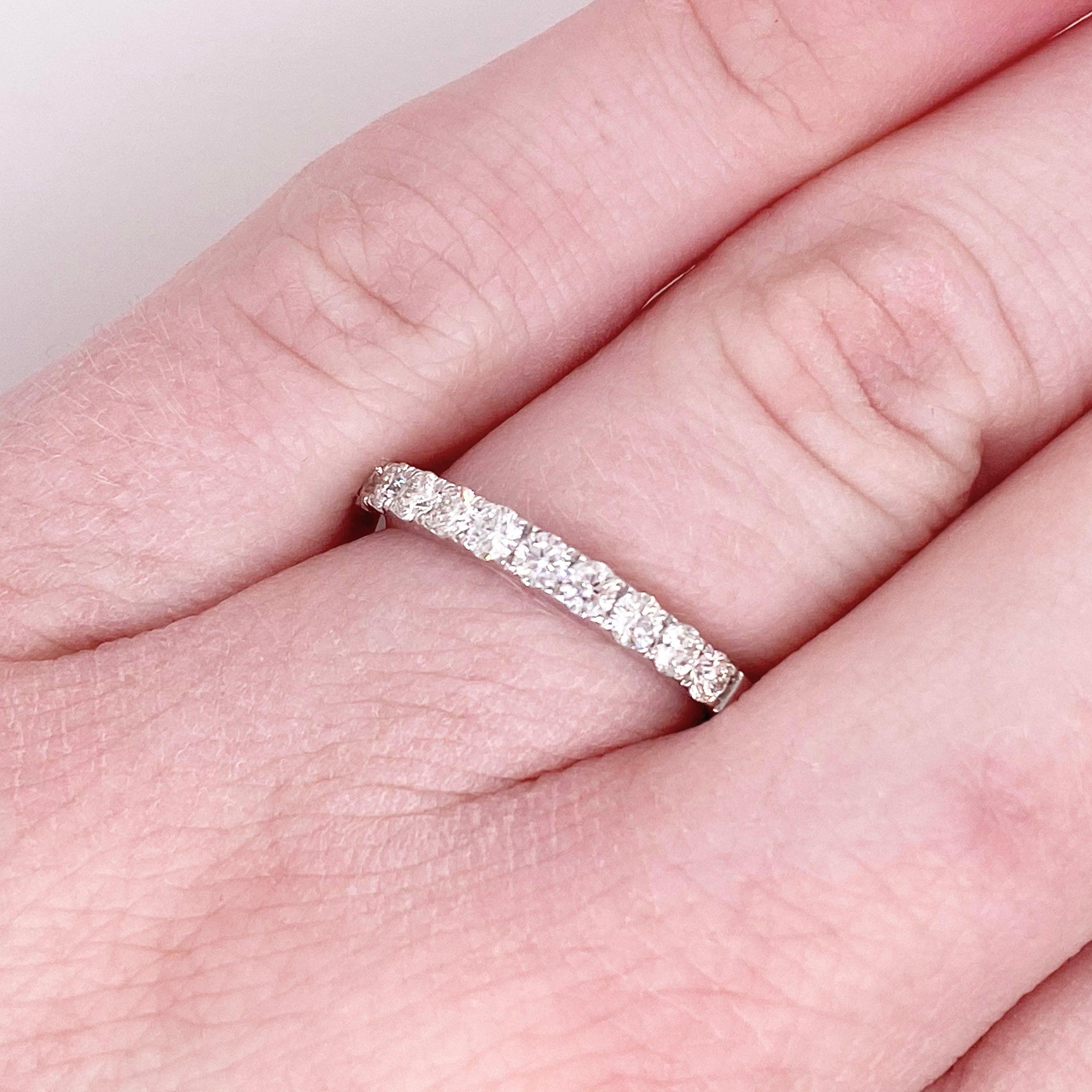 For Sale:  Diamond Band Ring, White Gold, Wedding Band, Half Infinity .63 Carat Diamonds 2