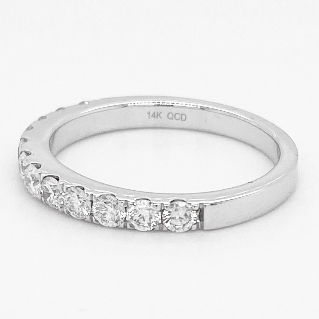 For Sale:  Diamond Band Ring, White Gold, Wedding Band, Half Infinity .63 Carat Diamonds 3
