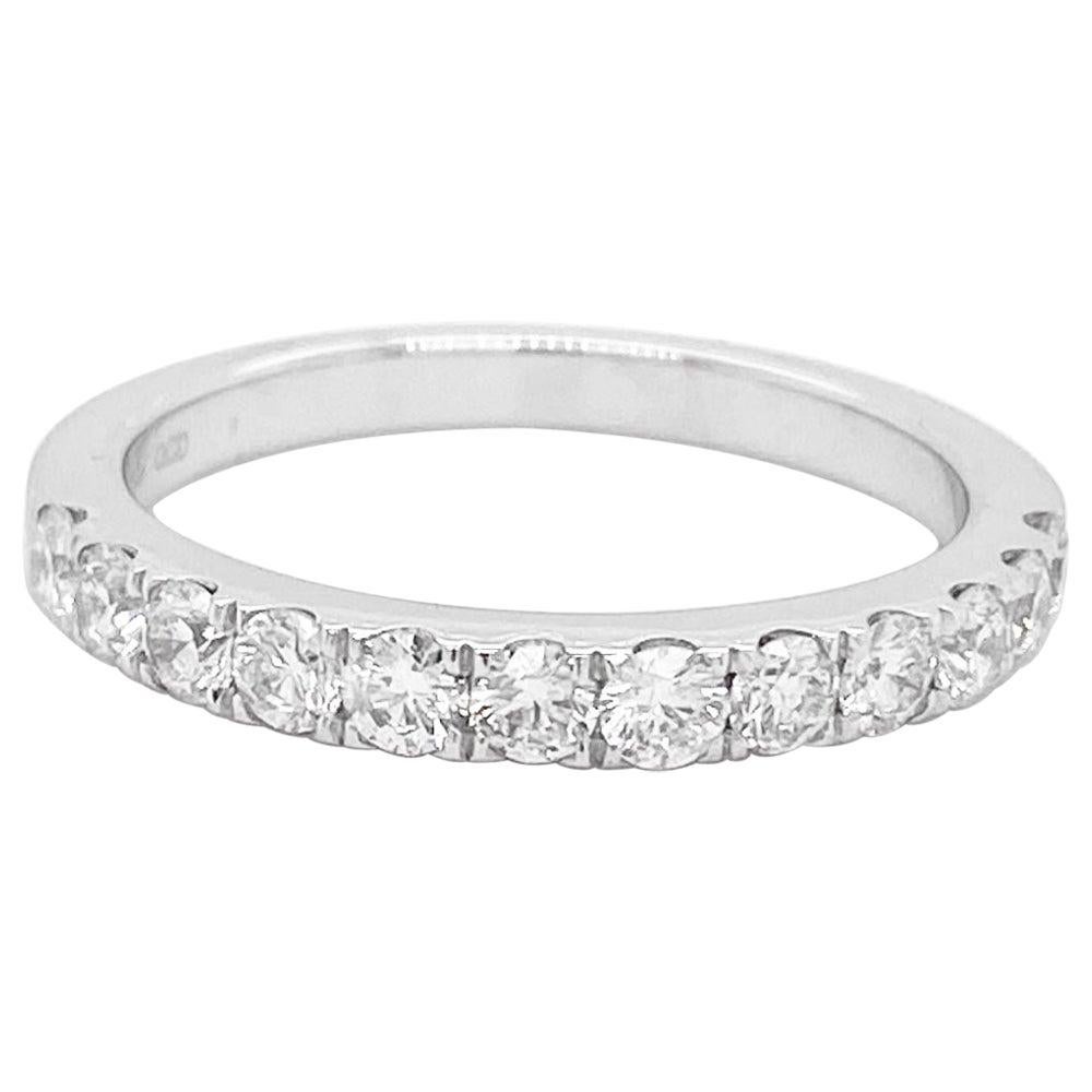 For Sale:  Diamond Band Ring, White Gold, Wedding Band, Half Infinity .63 Carat Diamonds