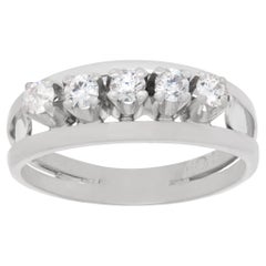 Vintage Diamond Band Ring with 5 Diamonds in 18k White Gold