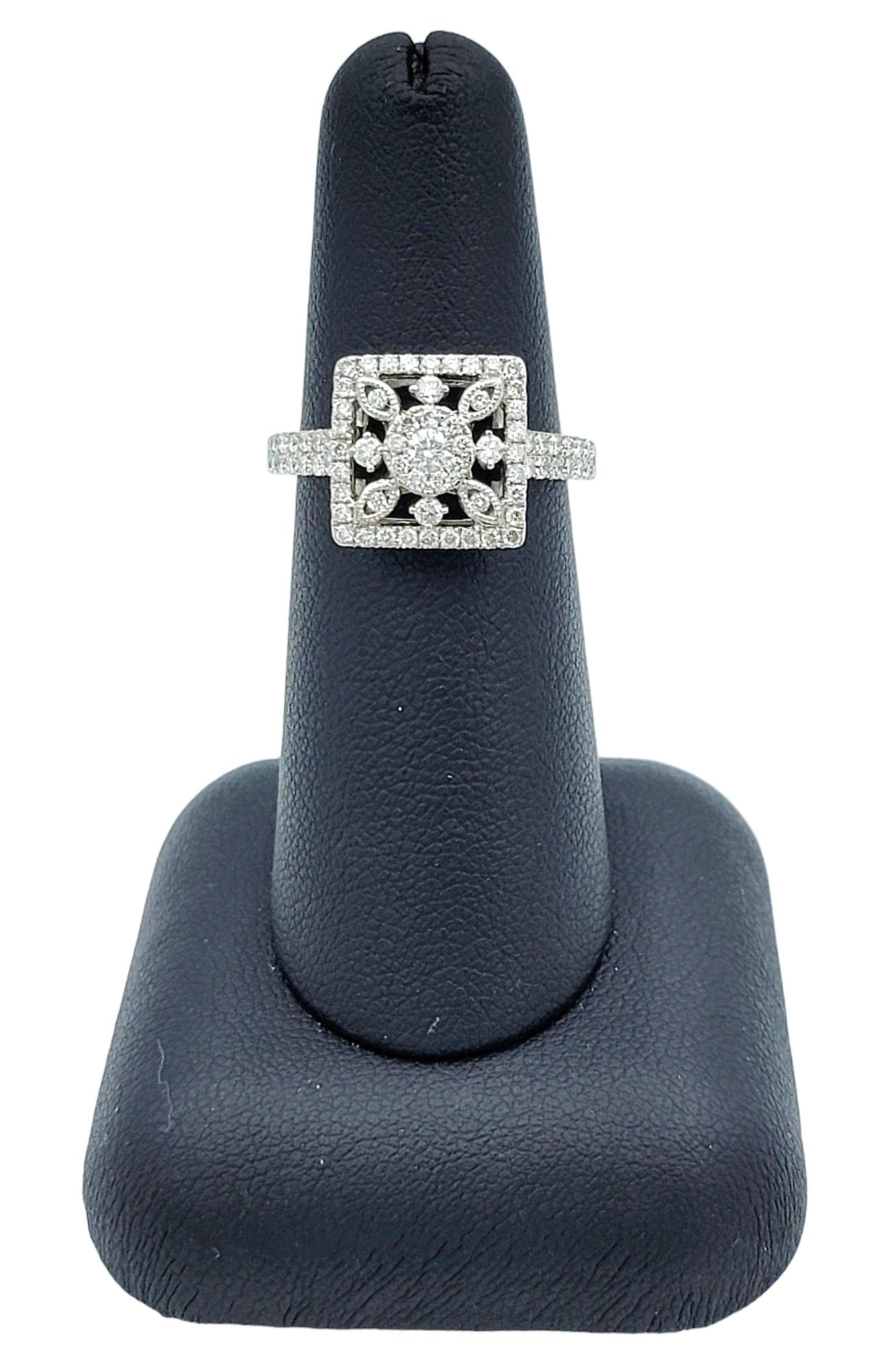 Bague jonc en or blanc 18 carats avec motif ouvert à découpes carrées en vente 4