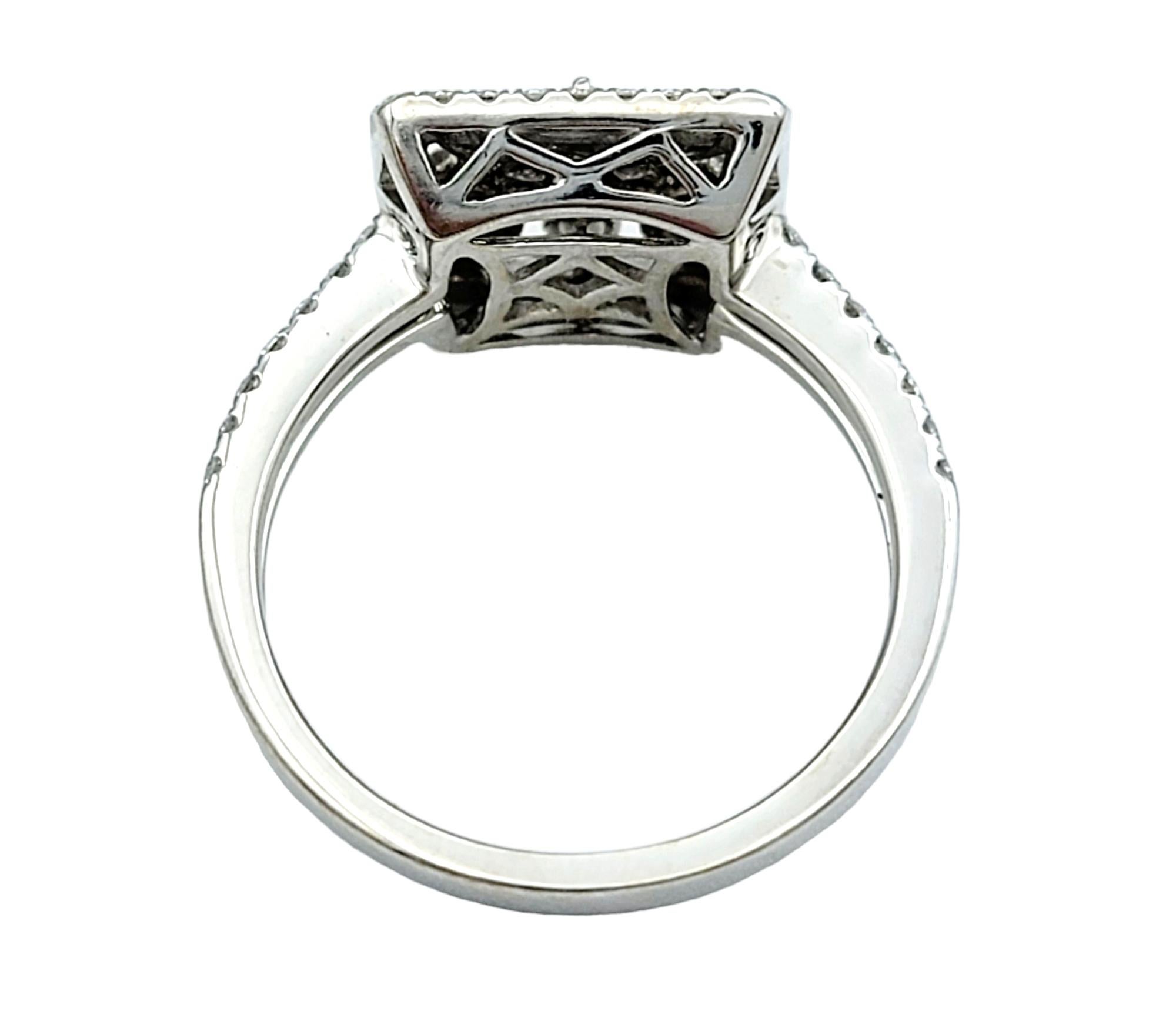 Diamond Band Ring with Open Square Cutout Motif Set in 18 Karat White Gold In Good Condition For Sale In Scottsdale, AZ