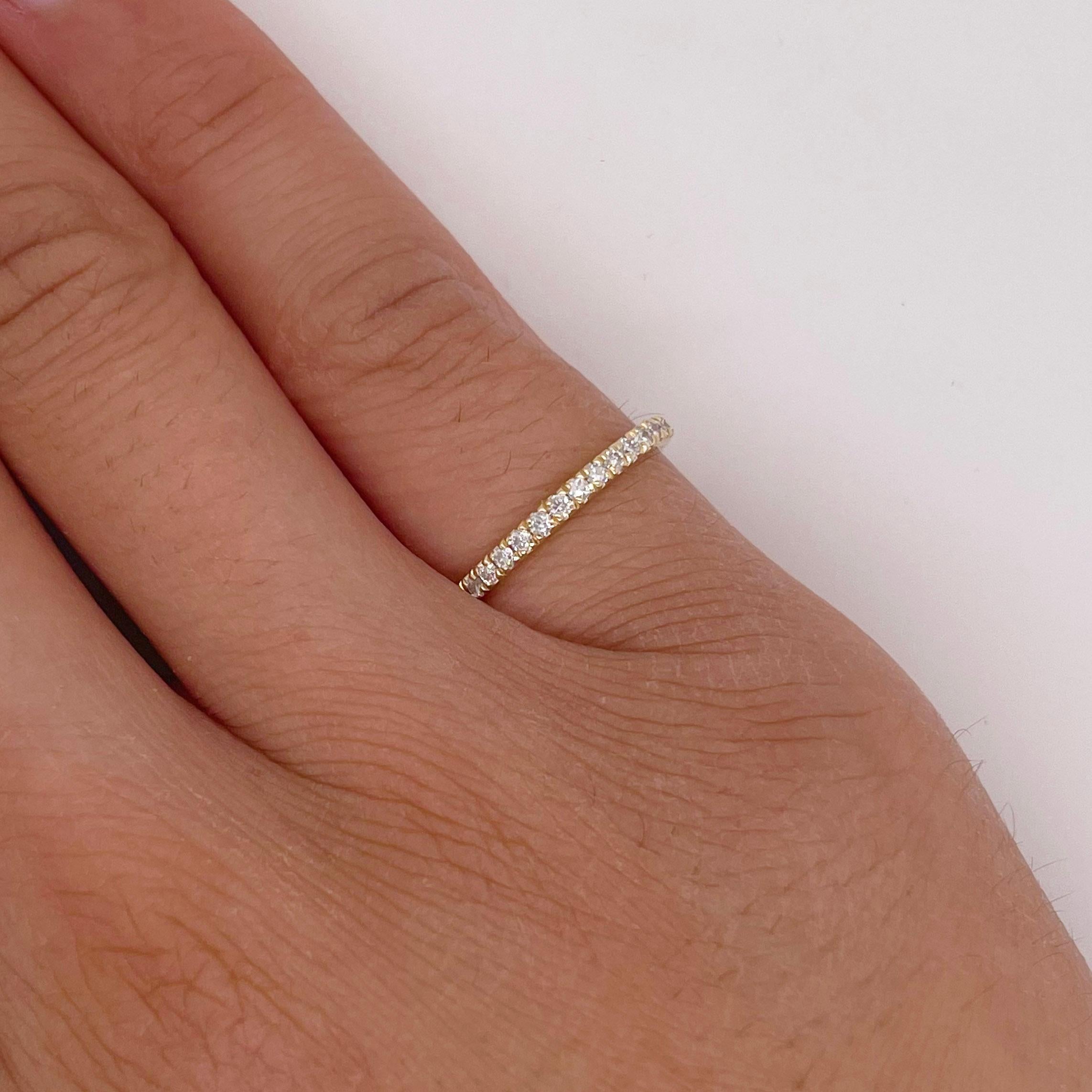 For Sale:  Diamond Band Ring, Yellow Gold, Stackable Straight Band 3