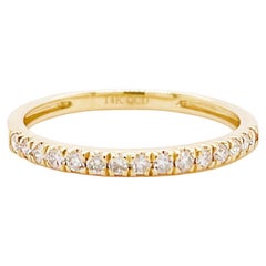 Diamond Band Ring, Yellow Gold, Stackable Straight Band