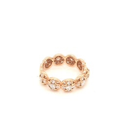 Diamond Band Set in a Cross Motif Rose Gold Made in Italy