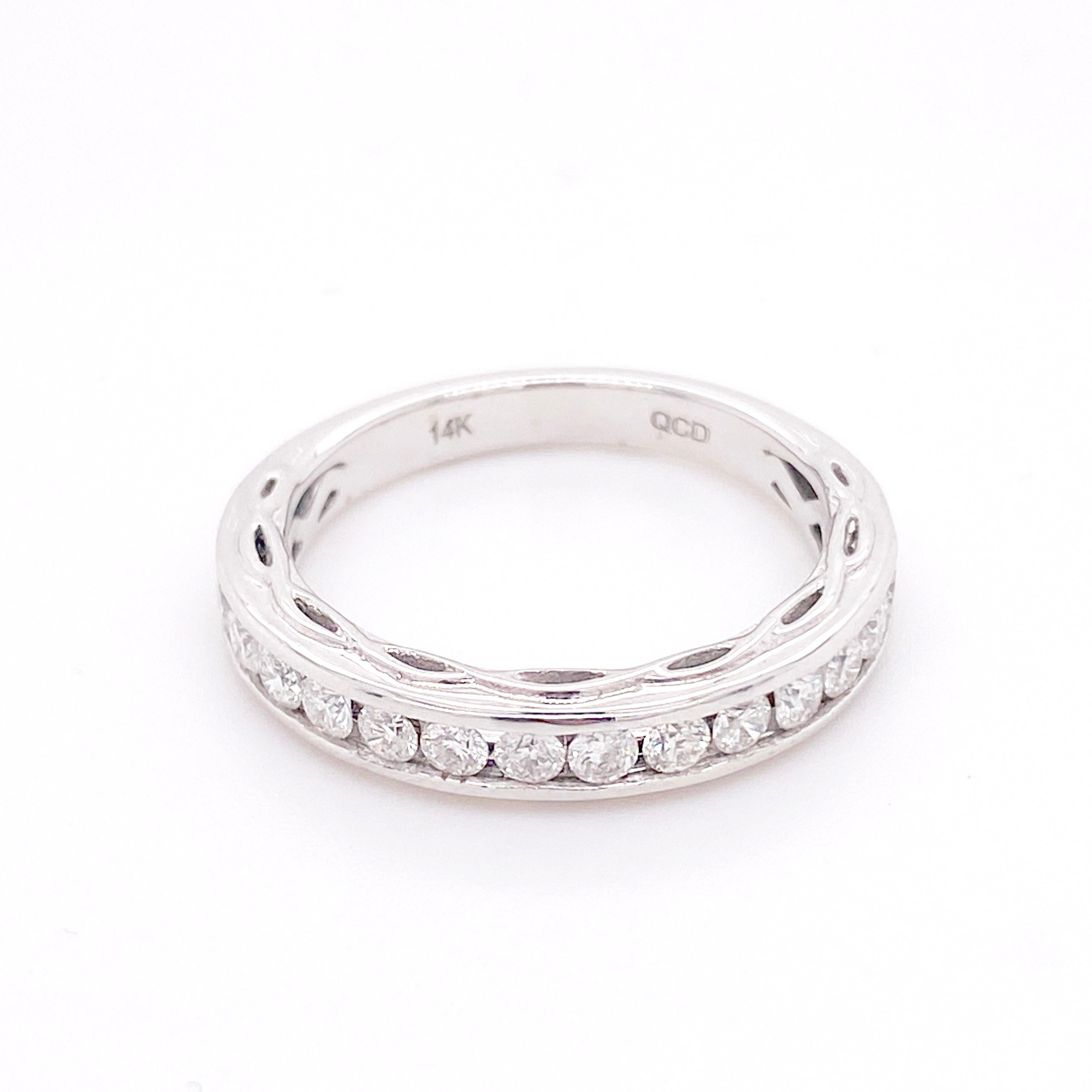 Diamant-Ring, Weißgold, 1,20 Karat Diamant-Kanalring, 1/2-Ring (Moderne) im Angebot