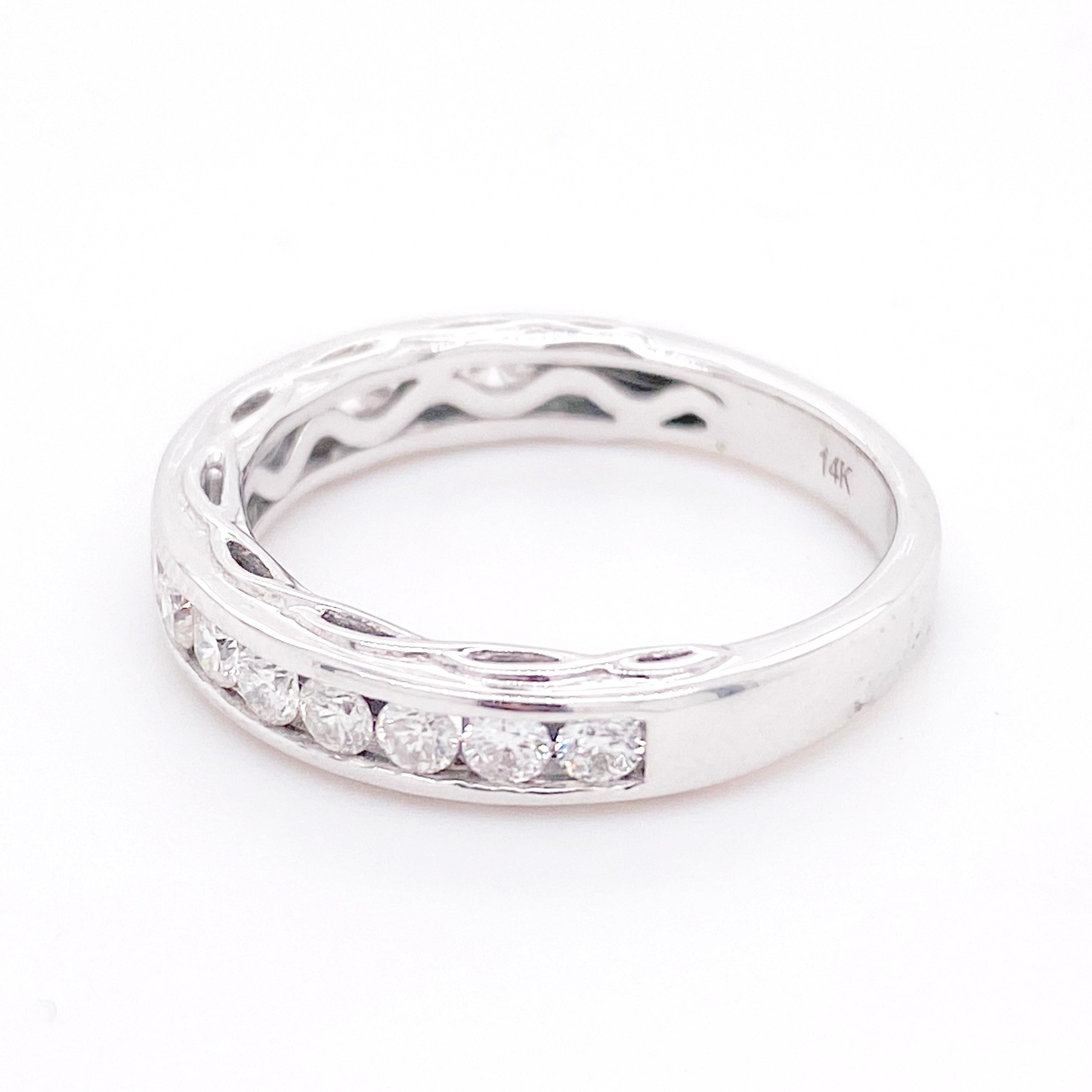 Diamant-Ring, Weißgold, 1,20 Karat Diamant-Kanalring, 1/2-Ring (Rundschliff) im Angebot