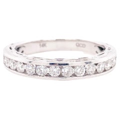 Diamond Band Ring, White Gold, 1.20ct Diamond Channel Set 1/2 Band, Wedding Band