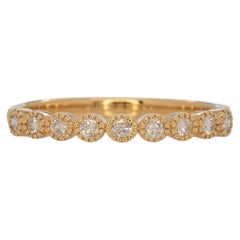 Diamond Band with Milgrain Detailing: Solid 14K Gold – Round Minimalist Jewelry