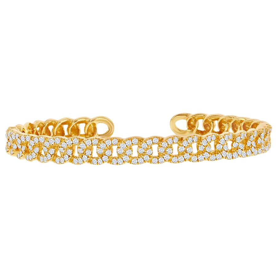 Bracelet jonc en or jaune 18 carats et diamants de 1,50 carat