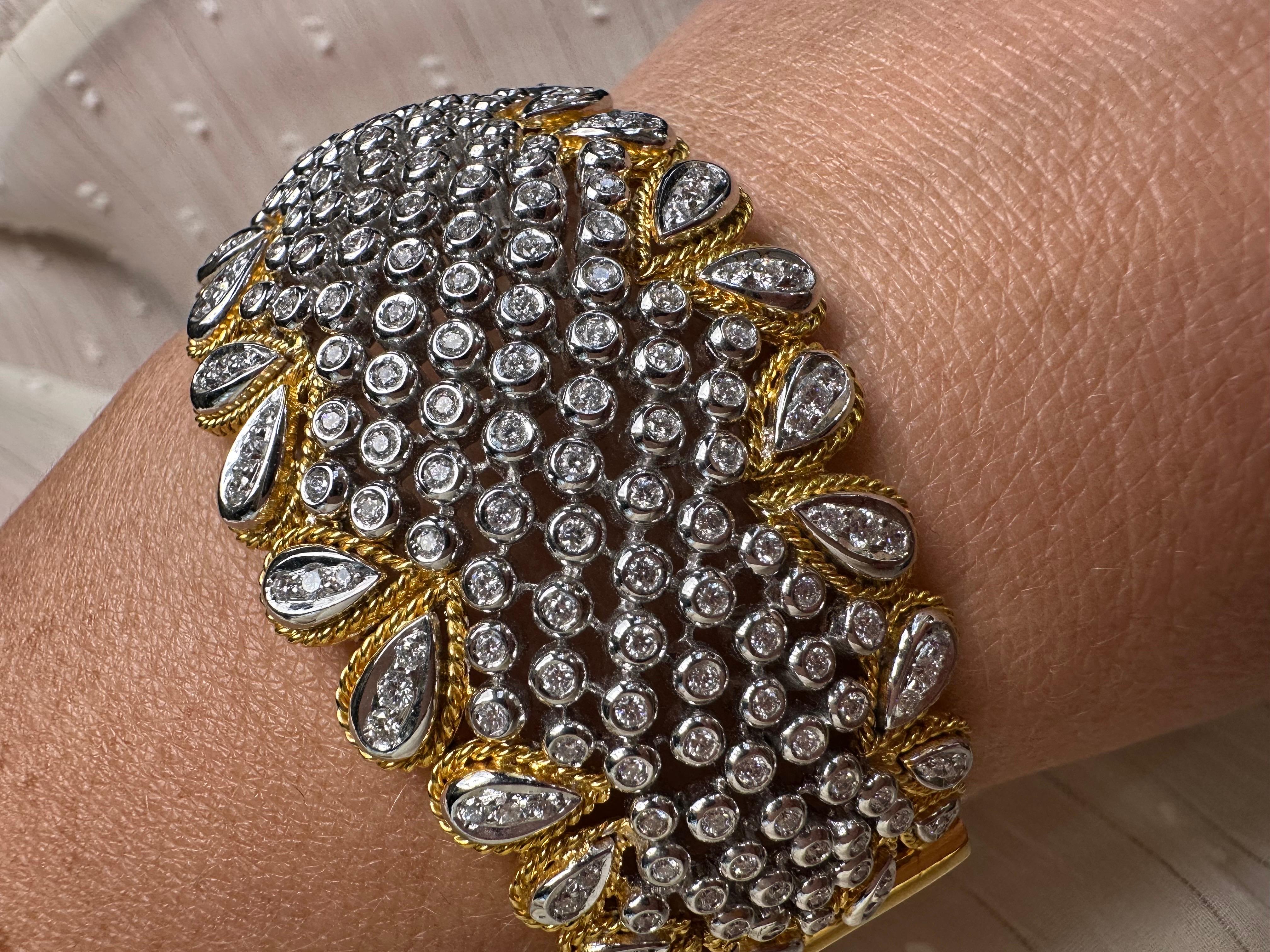 da uomo o donna Bracciale bangle con diamanti in oro 18KT in vendita