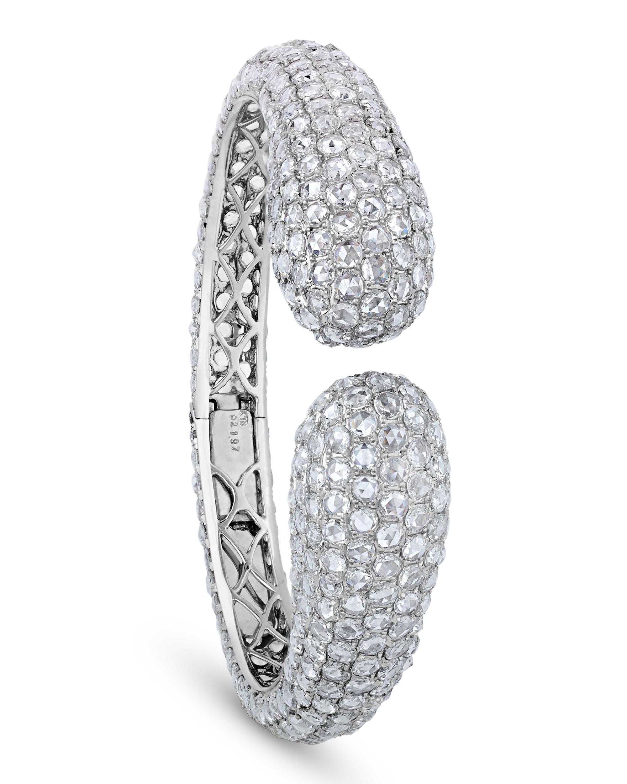 Modern Diamond Bangle, 21.97 Carats For Sale