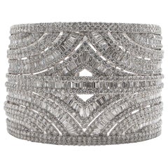 Diamond Bangle 36.41 Carat 1228 Diamonds 18 Karat White Gold Handmade