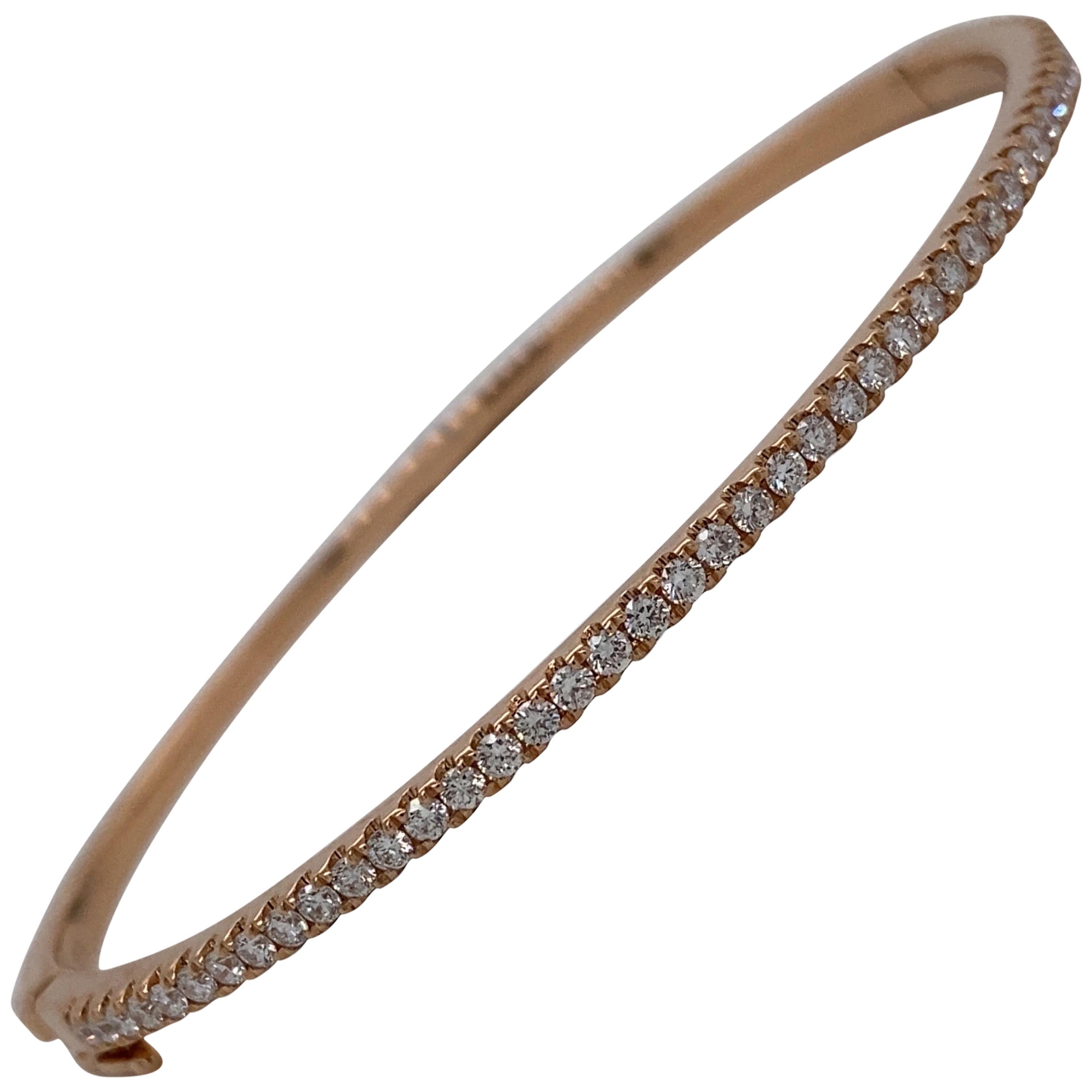 HARBOR D. Diamond Bangle Bracelet 0.85 Carat 18 Karat Rose Gold For Sale