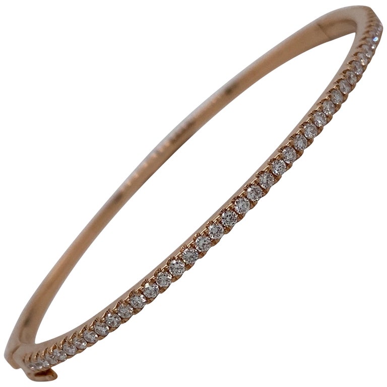 Harbor D Diamond Bangle Bracelet 0 85 Carat 18 Karat Rose Gold For Sale At 1stdibs