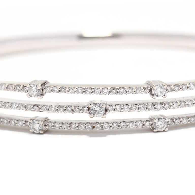 14k White Gold Trilogy Diamond Bangle (5.40 mm) main image 1