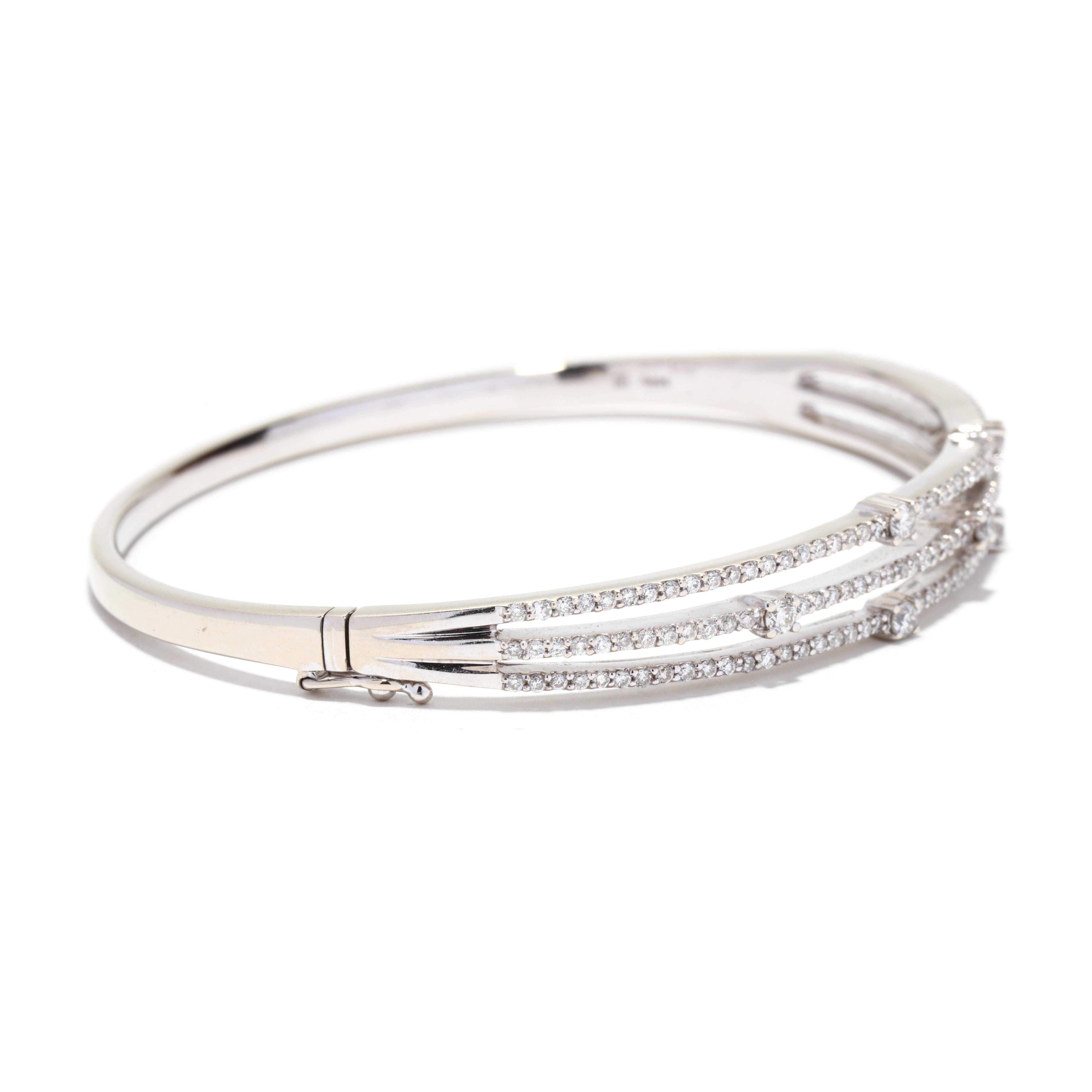 Pulsera brazalete de diamantes, oro blanco de 14 quilates, The Row Corte brillante