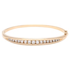Diamond Bangle Bracelet, 14k Yellow Gold, Simple Diamond