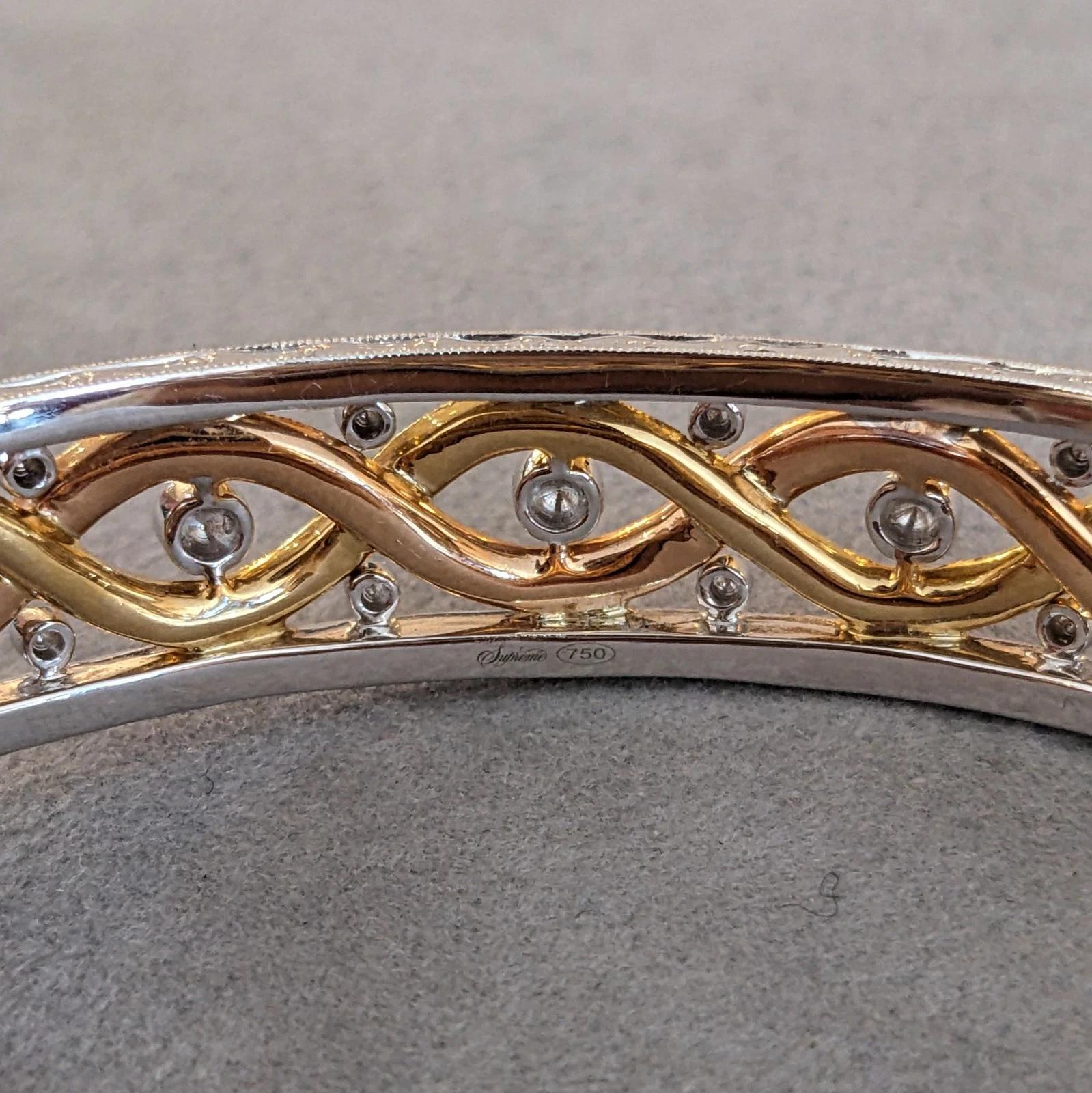 Diamond Bangle Bracelet 3.00 cttw by Supreme in 18k Tricolor Gold im Angebot 4