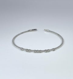 Bracelet jonc flexible moderne et souple en diamants 0,48 carat 14 carats