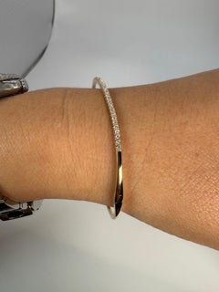 Diamond bangle bracelet dainty sturdy 14KT gold