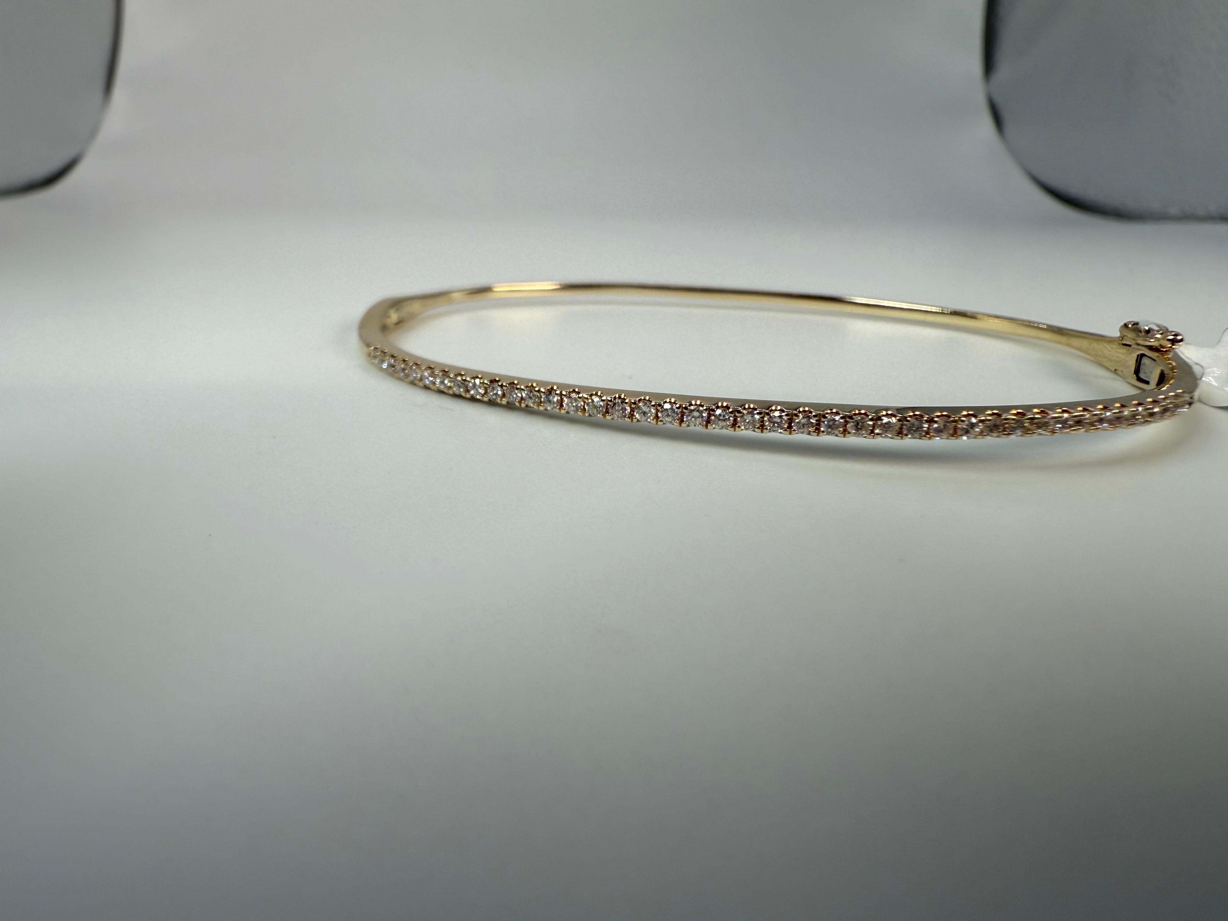 Bracciale bangle con diamanti, robusto e in oro 14KT in vendita 1