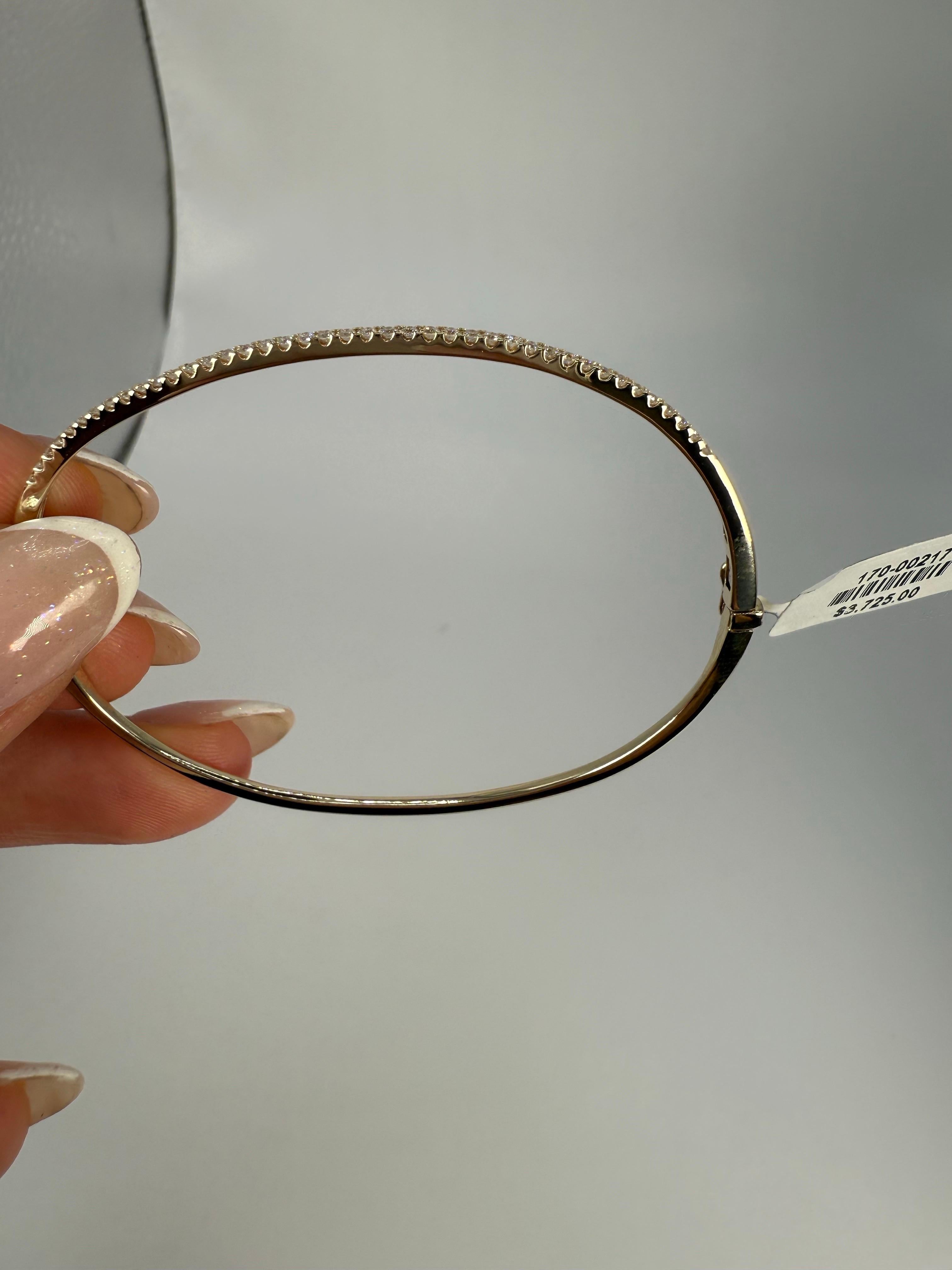 Bracciale bangle con diamanti, robusto e in oro 14KT in vendita 2