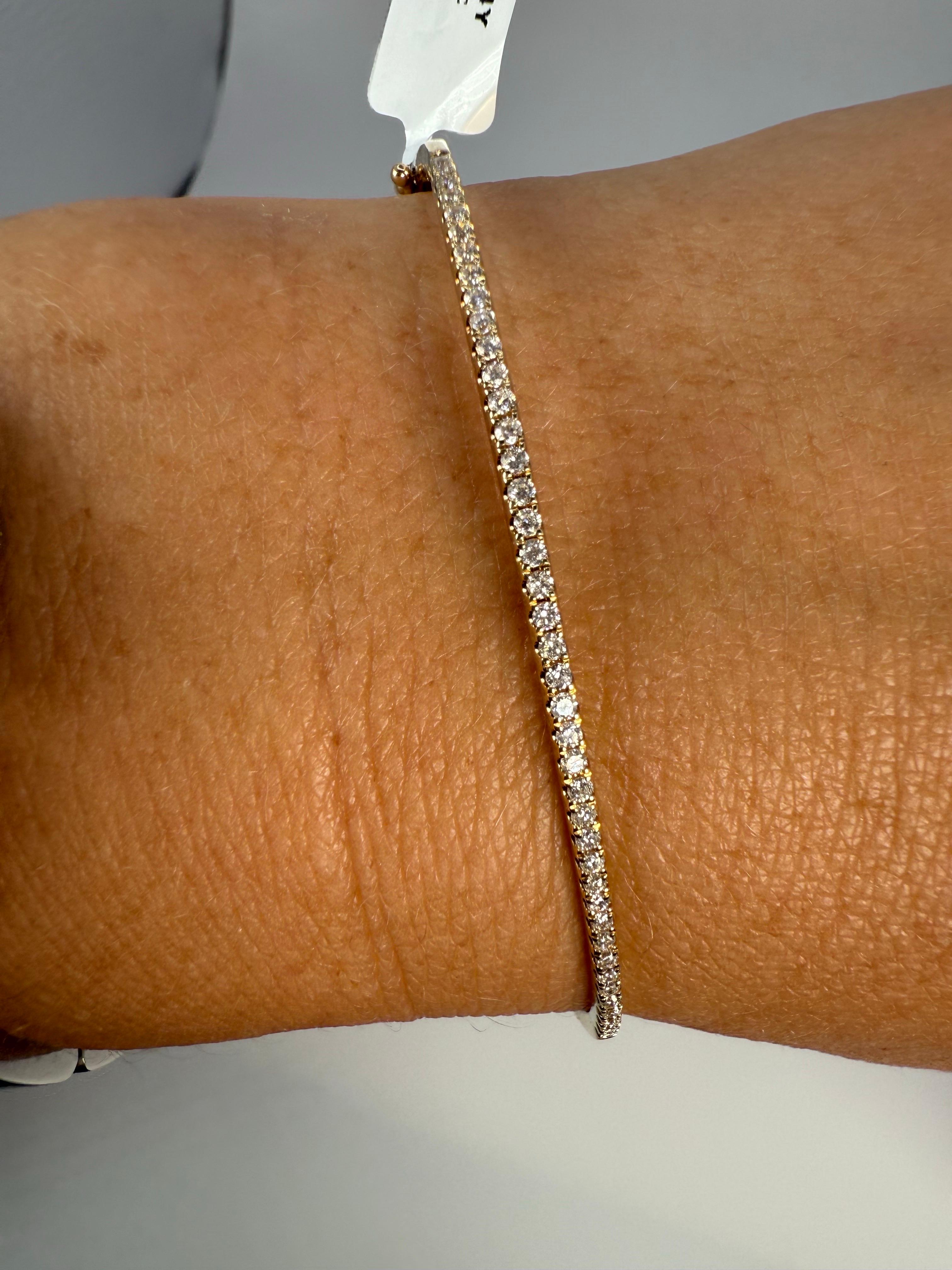 Bracciale bangle con diamanti, robusto e in oro 14KT in vendita 3