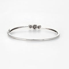 Diamond Bangle Bracelet Estate 14k White Gold Trilogy Cluster Fine Jewelry 7"