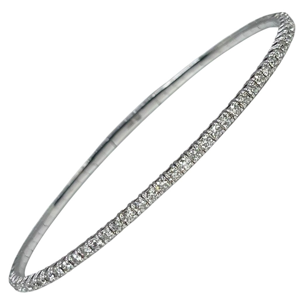 Bracelet jonc souple moderne en diamants 1 carat 14 carats