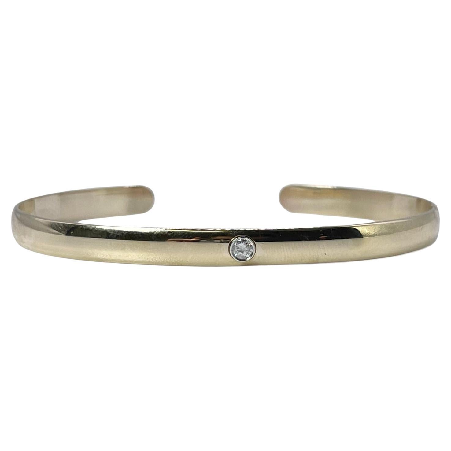 Bracelet de diamants Bracelet uni à un seul diamant Bracelet en or 14KT Cuff Bracelet