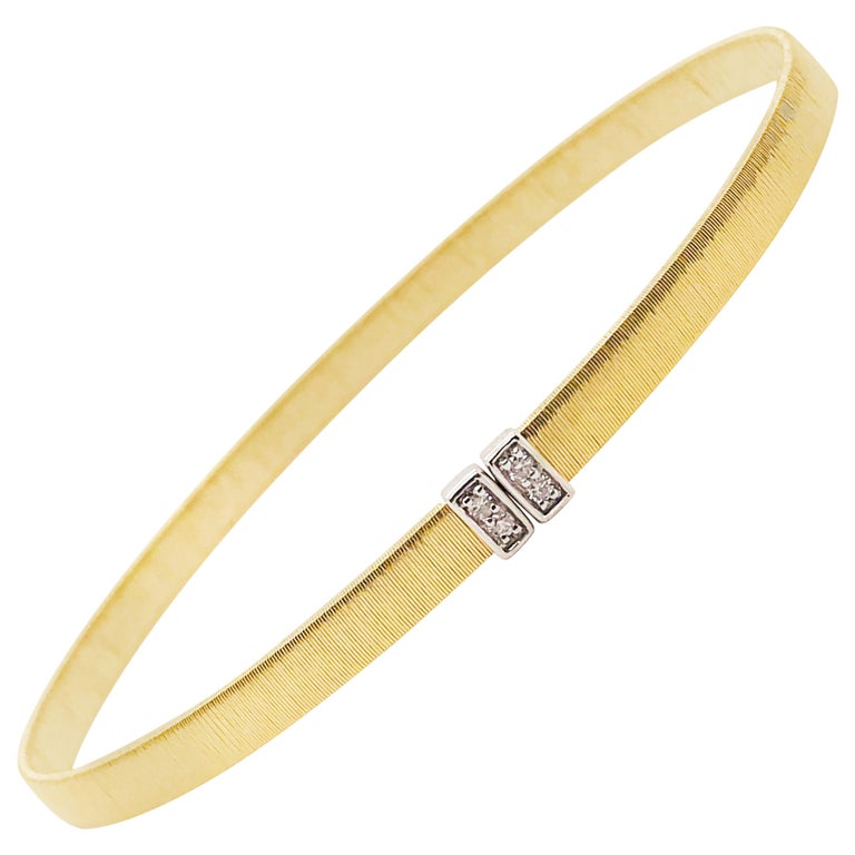 Diamond Bangle Bracelet with 14k Satin Finish, Flexible 14 kt Gold Cuff  Bracelet For Sale at 1stDibs | 9 inch diamond tennis bracelet