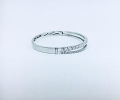 Diamond Bangle Double Row in 18 Karat White Gold Bracelet