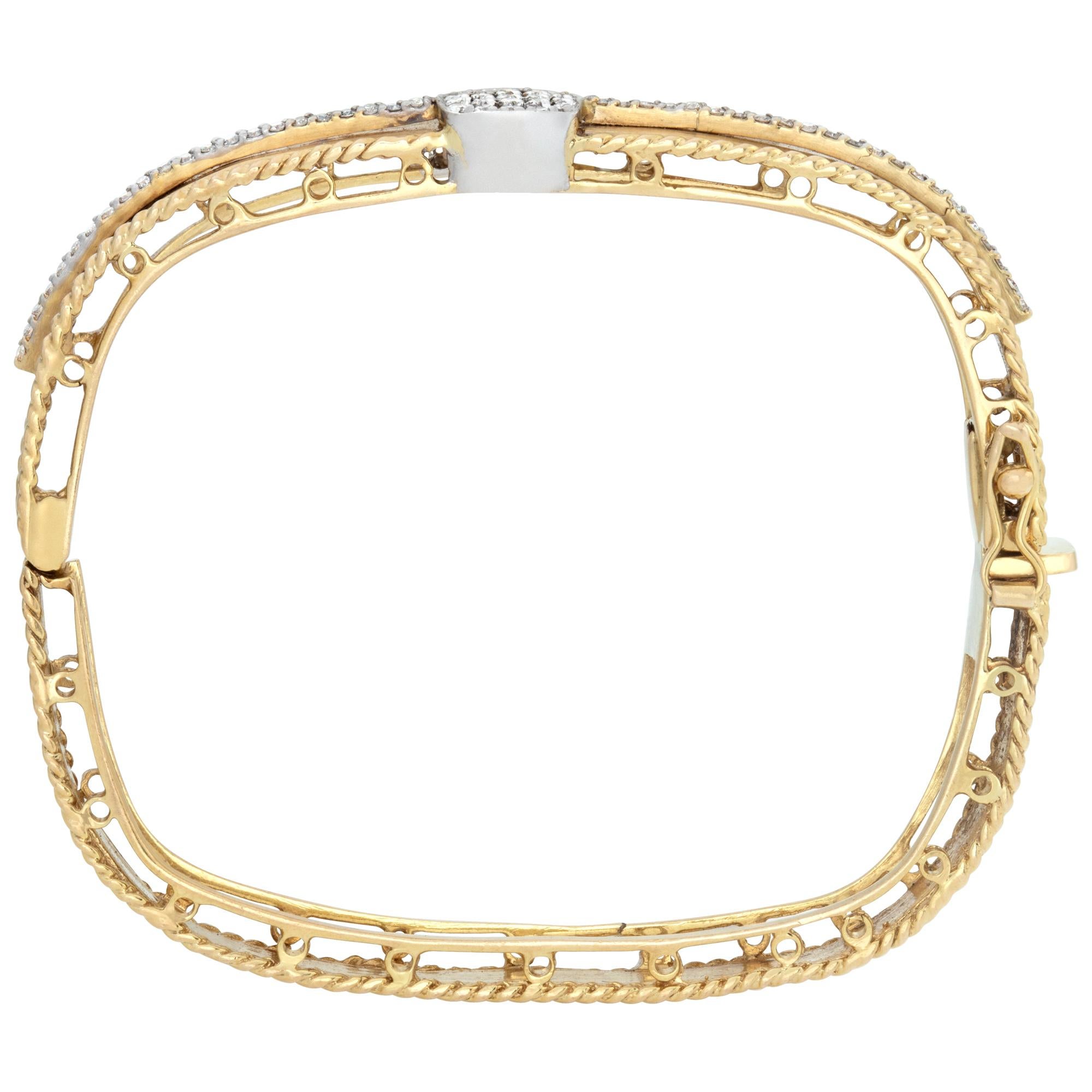 Diamond Bangle in 14k Yellow Gold For Sale 1