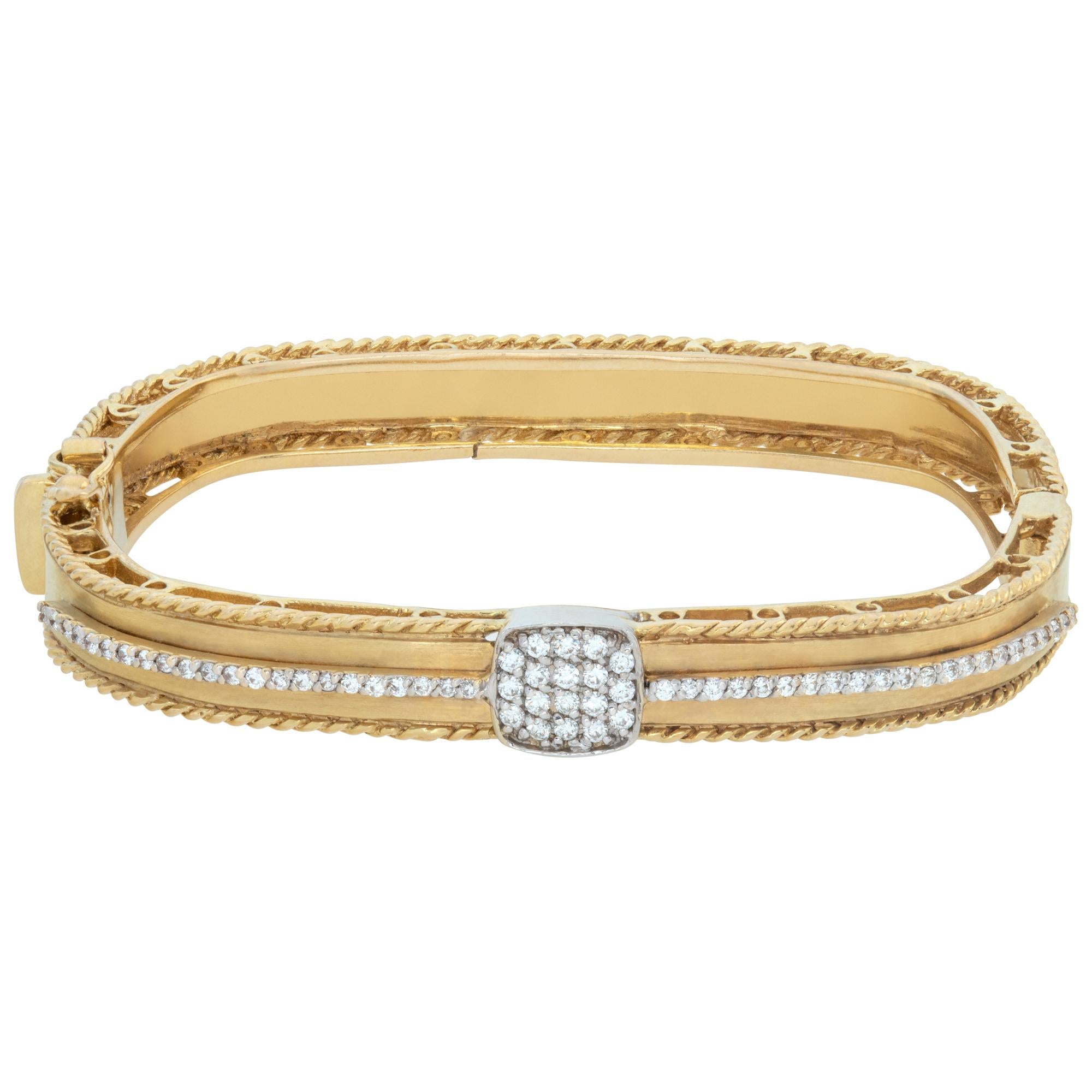 Diamond Bangle in 14k Yellow Gold For Sale