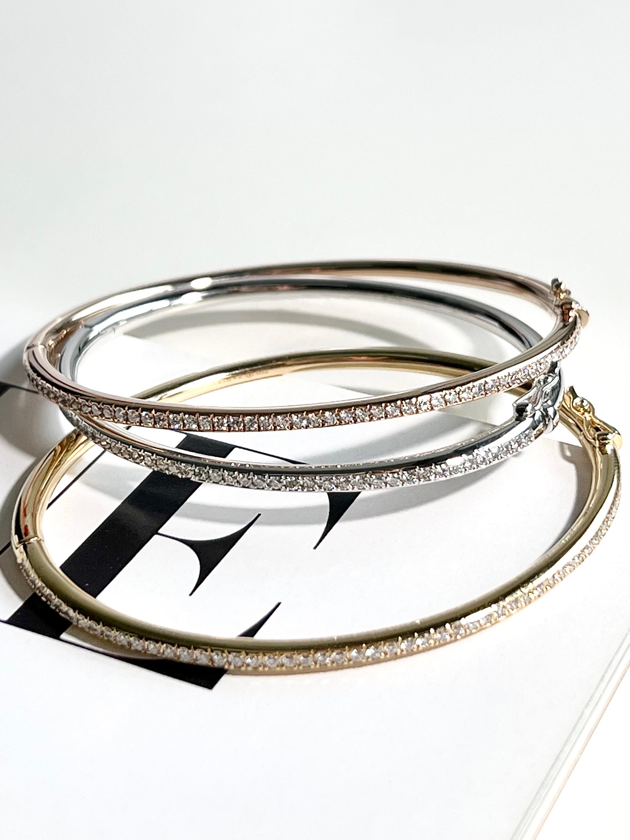 da uomo o donna Bangle con diamanti in oro bianco 18 carati in vendita