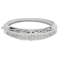 Diamond Bangle in 18k White Gold, over 3 Carats H Color VS Clarity Princess Cut