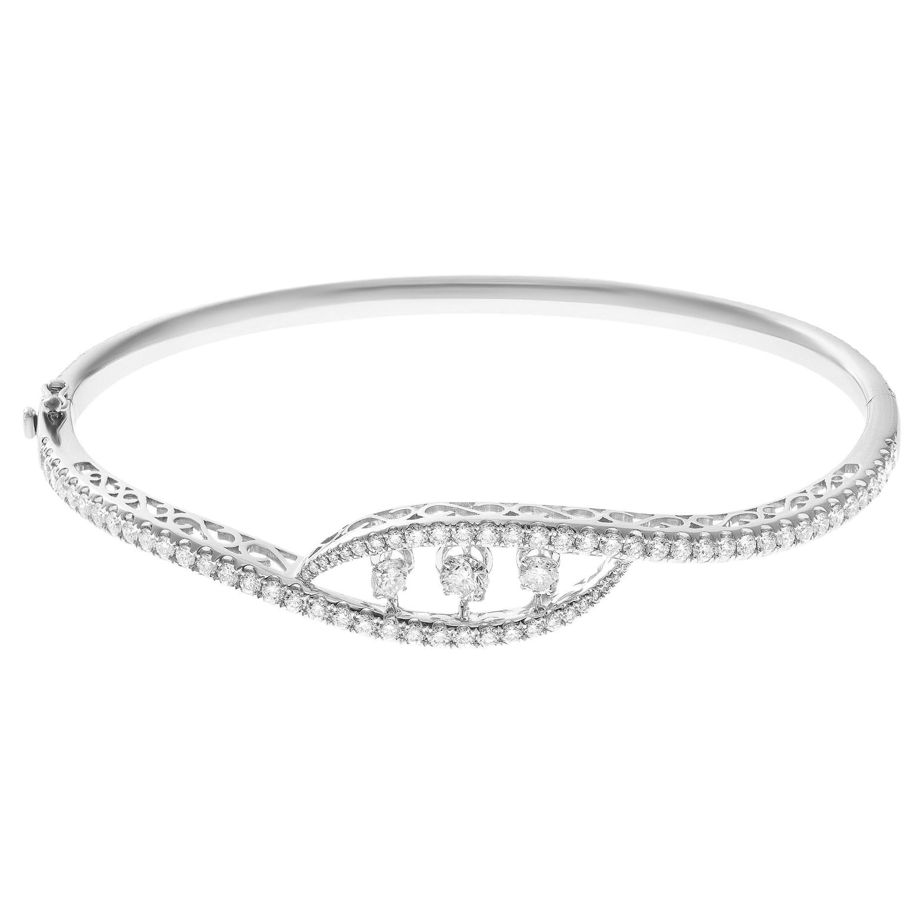 Diamond Bangle in 18k White Gold with 3.14 Carats in Diamonds For Sale