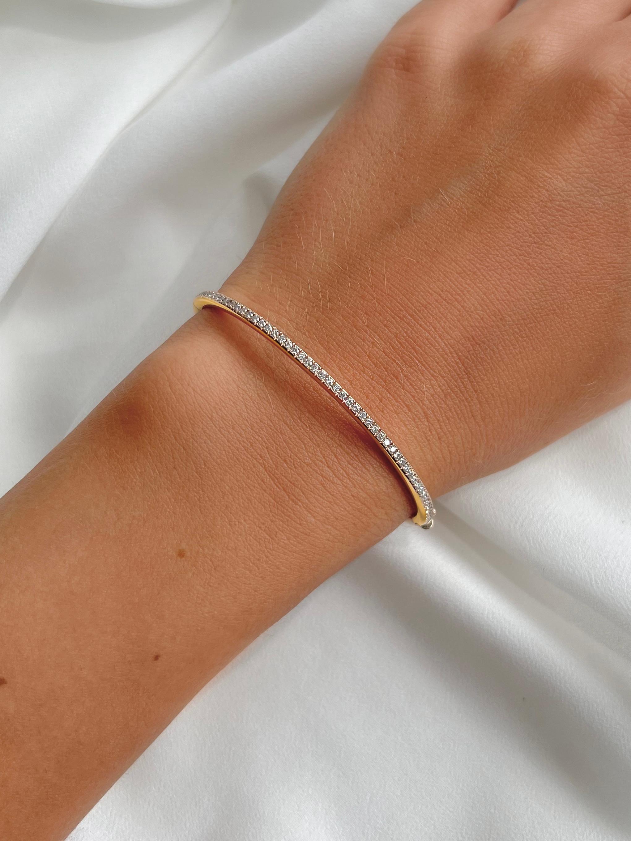 Taille ronde Bracelet en or jaune 18k avec diamants en vente