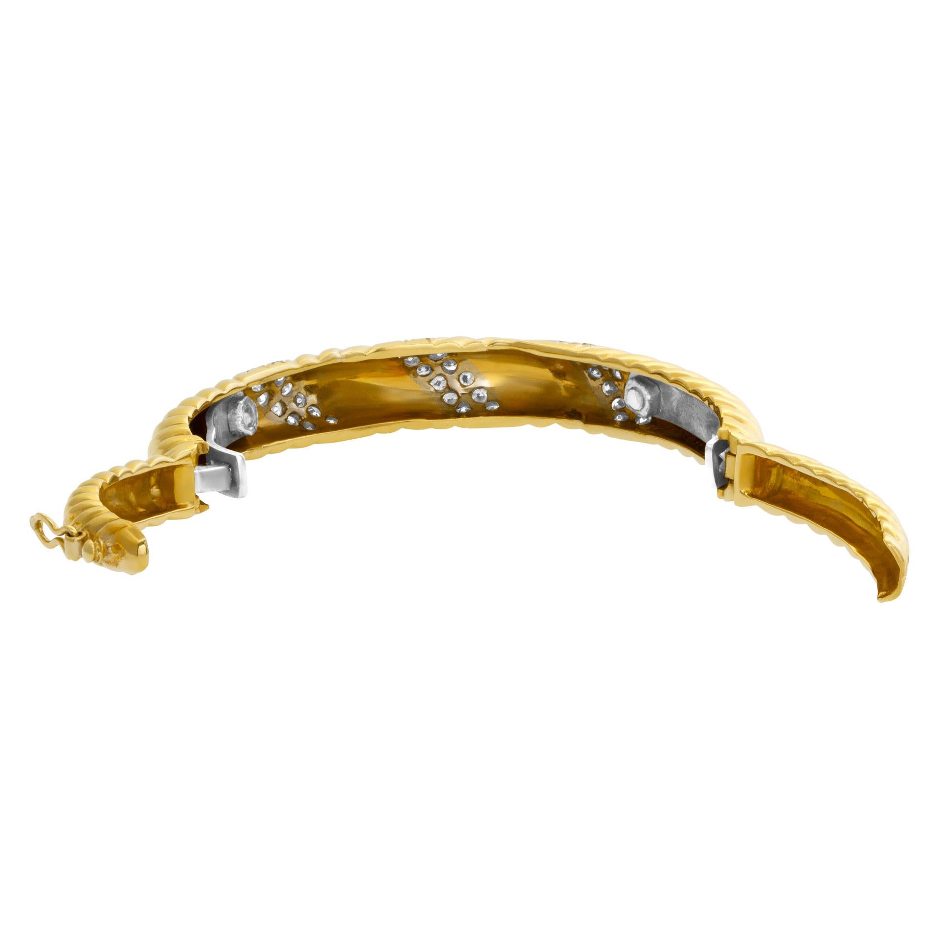 Modernist Diamond Bangle in 18k Yellow Gold For Sale