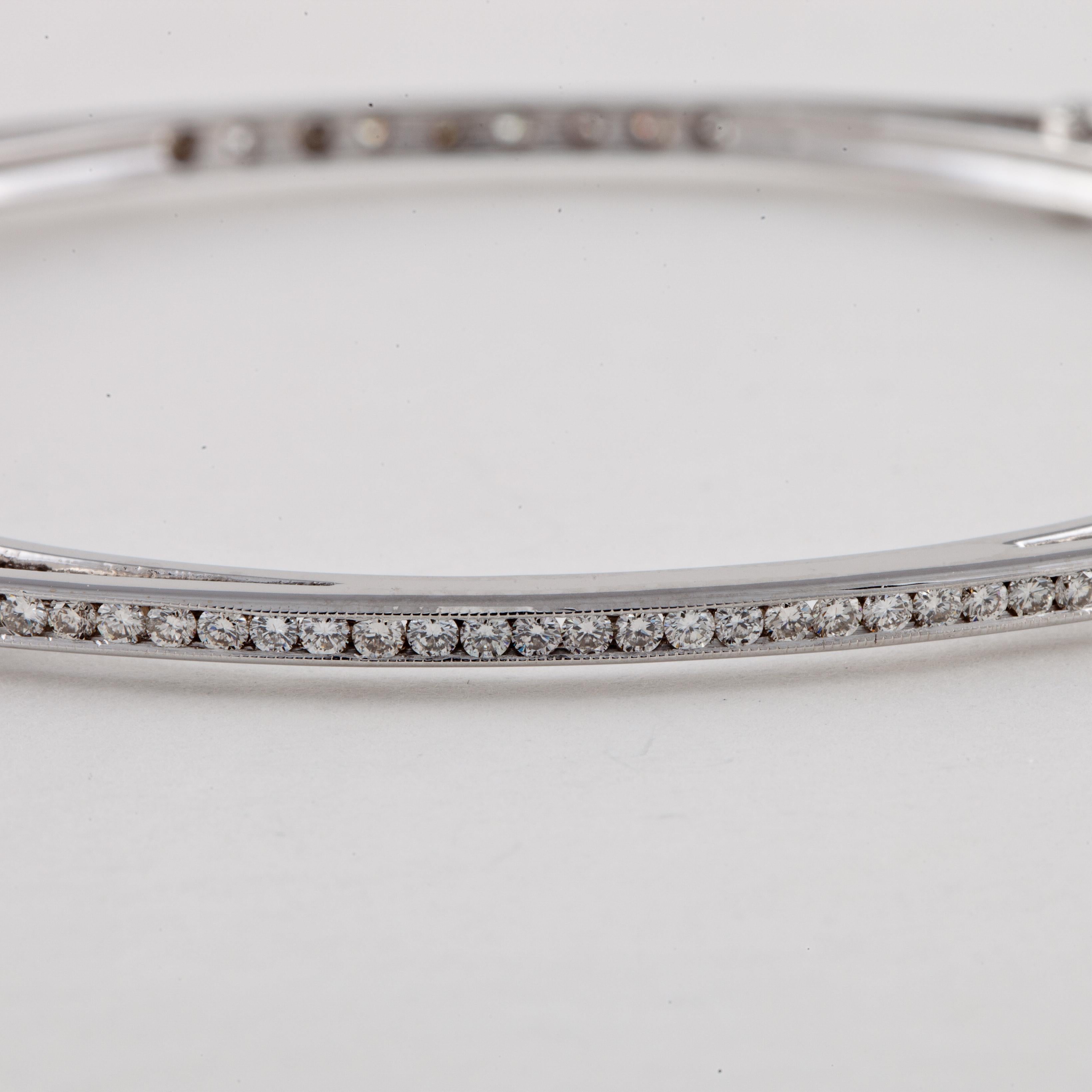 Women's Squared Diamond Bangle Bracelet in 18K White Gold