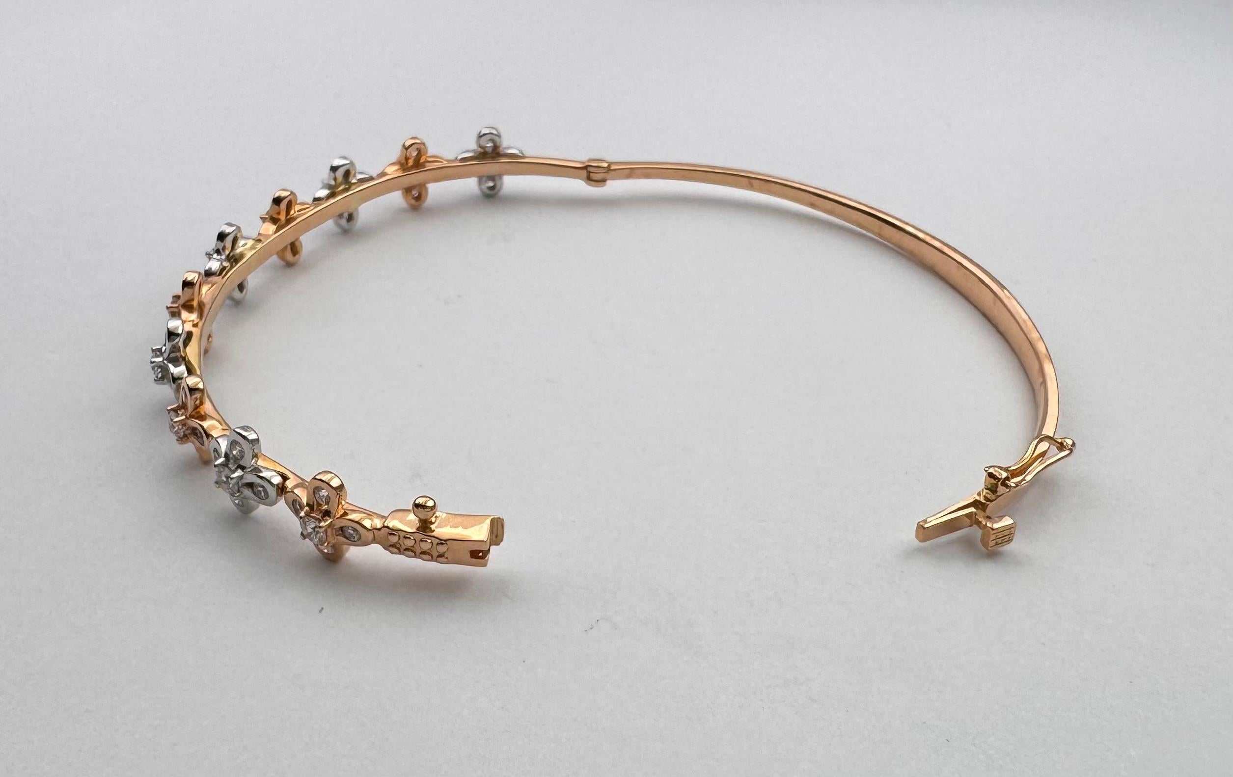 Diamant-Armreif in 18K Weiß-/Rosegoldfassung im Angebot 4