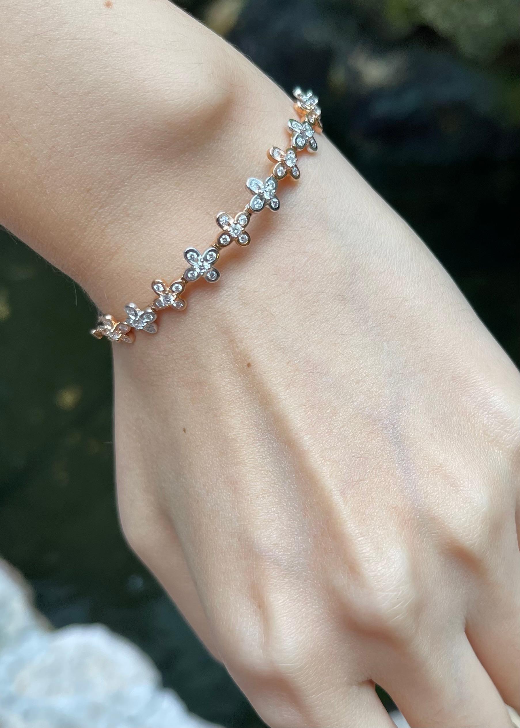 Diamant-Armreif in 18K Weiß-/Rosegoldfassung Damen im Angebot