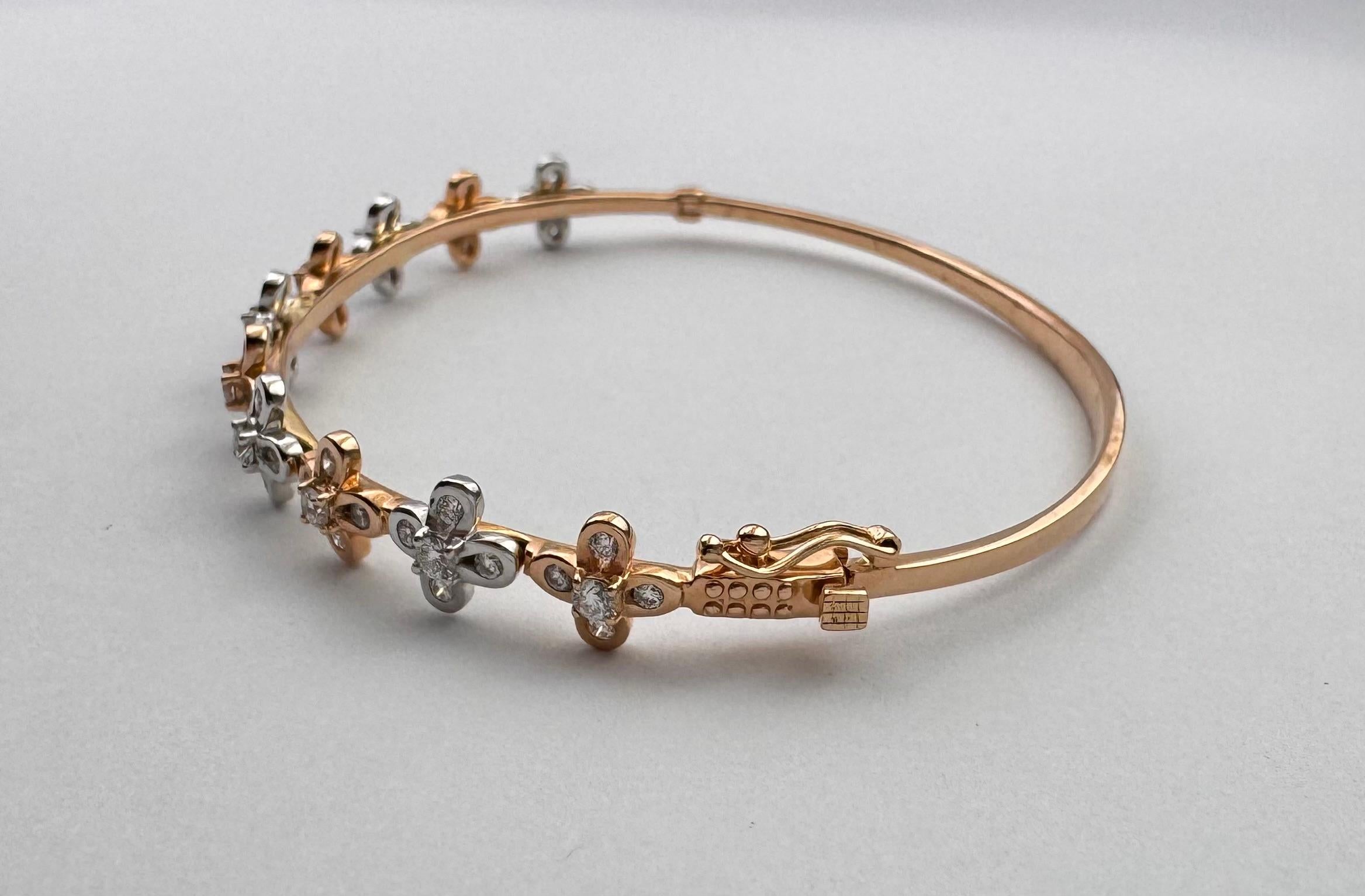 Diamant-Armreif in 18K Weiß-/Rosegoldfassung im Angebot 2