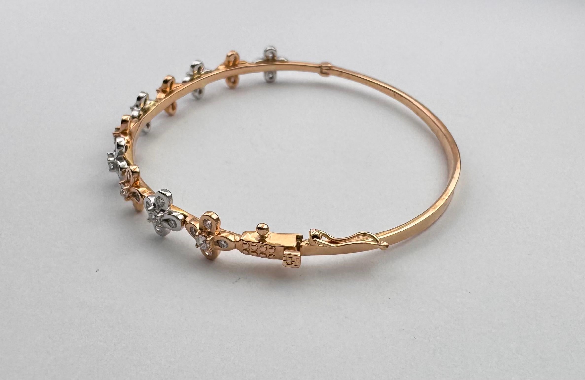 Diamant-Armreif in 18K Weiß-/Rosegoldfassung im Angebot 3