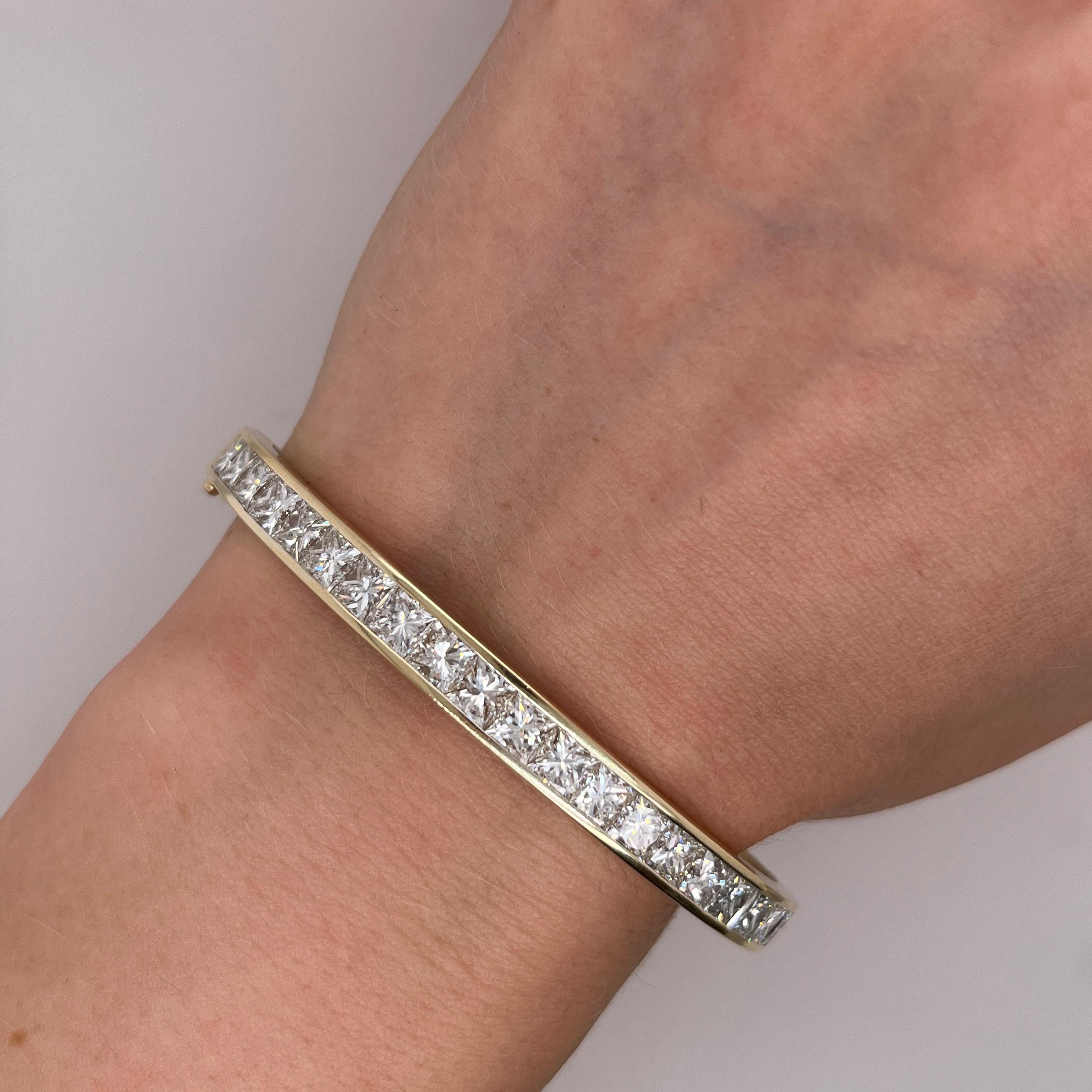  Bracelet en or jaune 18 carats serti de diamants de taille princesse de 8,0 carats naturels Pour femmes 