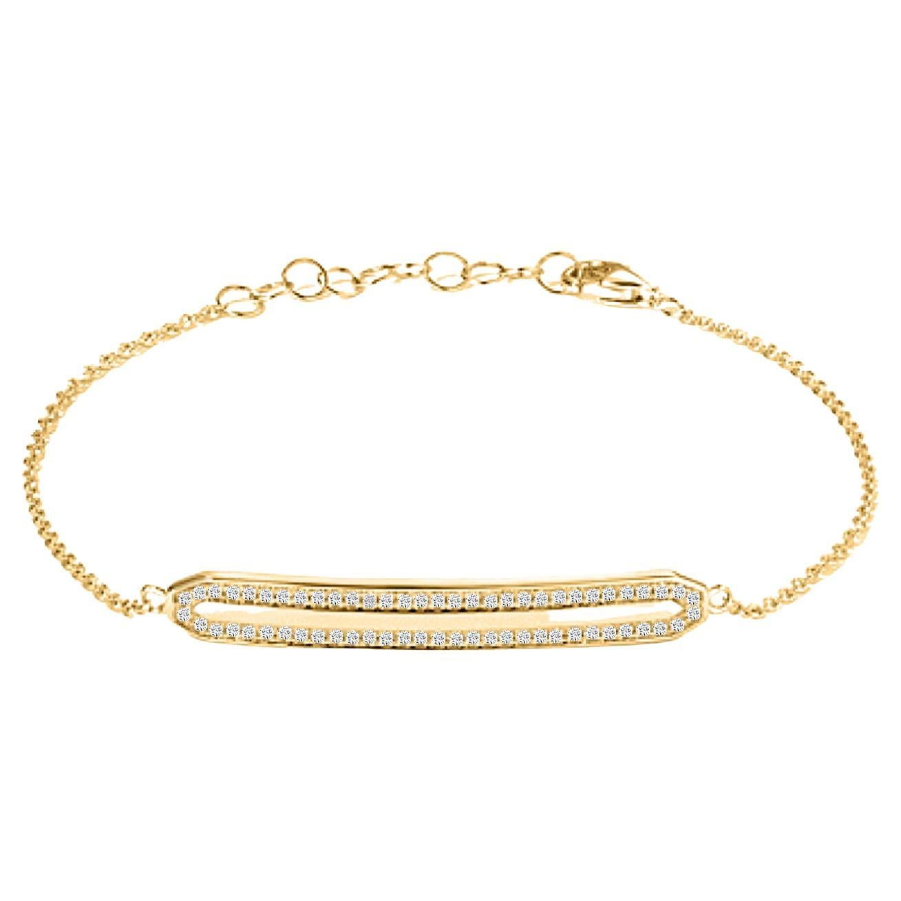 Bracelet double ligne en or jaune 14 carats avec diamants